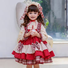 Оригинальное осенне-зимнее платье в стиле "Лолита" для маленьких девочек, детский костюм принцессы в стиле ретро с длинными рукавами, одежда для детей 2024 - купить недорого
