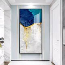 Blue Golden Yellow Living Room Banner Decorative Painting Nordic Canvas Mural Art Painting Modern Picture Living Room Decoration 2024 - buy cheap