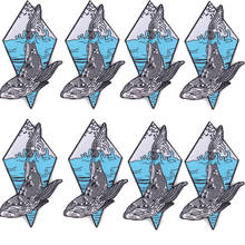 Bonito Grande Peixe Na Água de Ferro Em Patches Bordados Patch Para O Vestuário Para O Miúdo Roupas Adesivos 10pcs Barato T-shirt Emblemas 2024 - compre barato