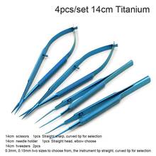 4pcs/set 14cm Titanium microsurgical instruments microsurgery instruments Kit scissors needle holder forceps 2024 - buy cheap
