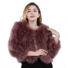 Abrigos de piel de avestruz auténtica para mujer, chaquetas de piel de pavo Natural, tejido, estilo corto 2024 - compra barato