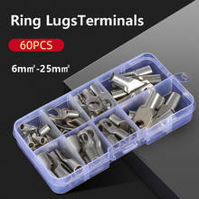 60PCS 6-25m㎡ Cable Battery Terminals Soldered Connectors Assortment Tinned Copper Lugs Ring Crimp Terminals Wire Crimp Connector 2024 - buy cheap