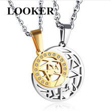 LOOKER Romantic Hollow Out Sun & Moon Crystal Rhinestone Pendant Couples Necklace for Lovers Valentine's Day Gift 2024 - buy cheap