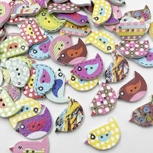 100Pcs/lot Mixed Color mix Cute Birds Botones 2 Holes Printing Wooden Buttons Scrapbooking Sewing Accessories Knopf WB343 2024 - buy cheap