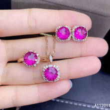 KJJEAXCMY Fine Jewelry 925 sterling silver inlaid natural pink topaz female ring pendant earring set noble supports test 2024 - buy cheap