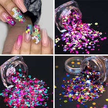 Смешанный размер голографические круглые формы ногтей блестящие хлопья блестящие 3D Красочные Блестки Spangles лак для маникюра художественное оформление ногтей 2024 - купить недорого
