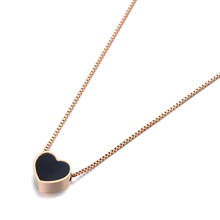 Romantic White/Black Shell Love Heart Charm Pendant Necklaces For Women Rose Gold Stainless Steel Choker Necklace N19136 2024 - buy cheap