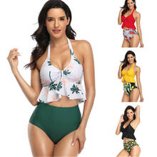 2020 New Ruffle Swimsuit High Waist Bathing Suit Swimwear Push Up Bikini Set Vintage Bandage Beach Wear Sexy Brazilian Biquinis 2024 - buy cheap