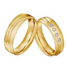 Anillos de boda chapados en oro de 18k para hombres y mujeres, 1 par, Alianza de capa única, anillo para amantes de la promesa, matrimonio 2024 - compra barato