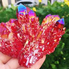 Редкий и красивый красный пламя halo гроздь кристаллов кварца образец ананаса кластер кристалл цвет превосходно 2024 - купить недорого
