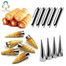 6/12/24pcs Kitchen Stainless Steel Baking Cones Horn Pastry Roll Cake Mold Spiral Baked Croissants Tubes Cookie Dessert Tool ZXH 2024 - купить недорого