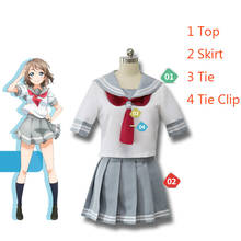 Watanabe You Skirt Set LoveLive!Sunshine!! Aqours School Girl Cosplay Lolita Kawaii Sailor Dress Sweet Suit Costume Watanabe Wig 2024 - buy cheap