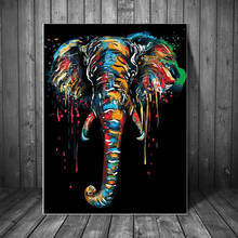 Pinturas en lienzo de elefante colorido abstracto para pared, carteles e impresiones artísticos nórdicos, animales, imágenes en lienzo para habitación de niños 2024 - compra barato