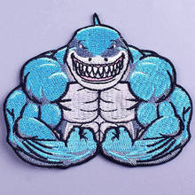 Boutique Bodybuilding Shark Stripes Patch DIY Animal Embroidered Patches for Clothing Stickers Iron on Jacket Patches Badges 2024 - buy cheap