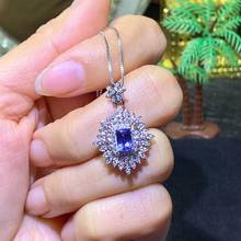 Tanzanite necklace Natural Real Tanzanite Pendant Solid S925 Sterling Silver For Women Colour Gem Stone Fine Jewelry 2024 - buy cheap