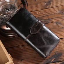 Oil Wax Cowhide MEN 'S Wallet Retro Casual Genuine Leather Large Capacity Long Wallet Wallet Card Bit More Wallet 2024 - buy cheap