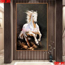 5d pintura diamante branco corrida kits de cavalos artesanal bordado diamante diy mosaico mosaico strass imagem decoração 2024 - compre barato