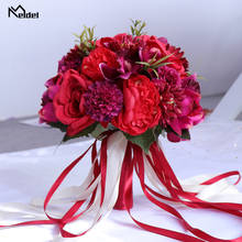 Meldel-ramo de novia para dama de honor, flores artificiales para boda, suministros de boda, decoración del hogar 2024 - compra barato