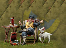 Assento masculino antigo com resina para cães, figura em miniatura sem pintura, 1/32 2024 - compre barato