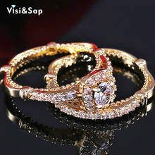 Visisap-anillo de compromiso de estilo palaciego para mujer, sortija de estilo palaciego con incrustaciones de Micro circonita, Color dorado, B2926 2024 - compra barato