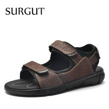 SURGUT Brand Genuine Leather Men Shoes Summer New Large Size Sandals Men High-Quality Breathable Beach Sandals Big Size 38~48 2024 - buy cheap