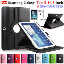 Funda de cuero para tableta Samsung Galaxy Tab S de 10,5 pulgadas, SM-T800, T800, T805, con soporte giratorio 360 2024 - compra barato