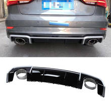 Rear Bumper Lip Spoiler Diffusers Refit for RS3 ABT Style with 2 Tail Throat Fits for A3 8V 2014 2015 2016 ABS+Stainless Steel 2024 - buy cheap