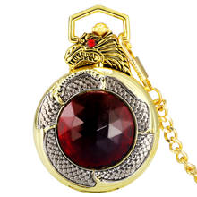 Rubi ouro dragão capa luxuoso relógio de bolso presente senhora preto algarismos árabes quartzo dial pingente grosso corrente homem pequeno relógio 2024 - compre barato
