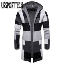 Winter Sweater Men Long Sleeve Hooded Cardigan Sweater Thick Coat Mens Casual Knitted Patchwork Sweaters Fashion Mens Clothing 2024 - buy cheap