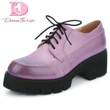 Doratasia/2020 туфли на высоком квадратном каблуке Большие Размеры 44 Женская обувь в винтажном стиле на платформе со шнурками женские туфли-лодочки 2024 - купить недорого