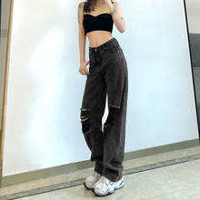 Calça jeans feminina cintura alta, rasgada, stretch 2024 - compre barato
