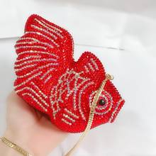 Forma de peixe oco para fora da embreagem minaudiere bolsa feminina cristal sacos noite festa de casamento jantar floral bolsas bolsa senhora 2024 - compre barato