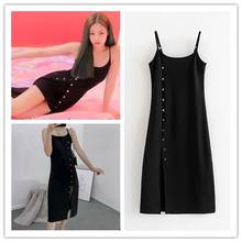 kpop korean Celebrity same korean summer new streetwear fashion slim thin dress women retro black split sexy long ladies dresses 2024 - buy cheap