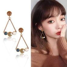 Pendientes simples y versátiles aguja morandy Color largos triángulo aretes geométricos 2021 nueva moda chica temperamento 2024 - compra barato