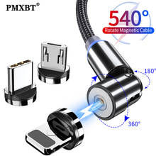 540 graus de rotação led magnético usb cabo micro usb tipo c fio de carga para iphone 12 11 huawei p30 cabo de dados usb do telefone móvel 2m 2024 - compre barato