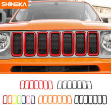 SHINEKA For Jeep Renegade 2019 2020 2021 Front Mesh Grille Decoration Cover Stickers External Accessories Car Styling ABS 7pcs 2024 - buy cheap