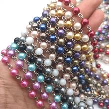 Qtigo-collar de perlas de 6 mm hecho a mano para mujer y niña, cadena larga, hebra, joyería de moda, muchos colores 2024 - compra barato