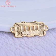 (215)6PCS 17x7MM 24K Gold Color Plated Brass Bus Connector Charms Pendants High Quality DIY Jewelry Making Findings 2024 - buy cheap