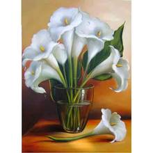 5D Diy Diamond Painting Full Square Round Drill White lilies Diamond Embroidery Flowers Cross Stitch Wall stickers DecorZP-2517 2024 - buy cheap