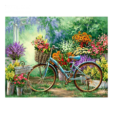 Lzaiqizg diy 5d pintura diamante completo ponto cruz bicicleta no mercado de flores bordados de diamante bordados testes padrões strass kits 2024 - compre barato