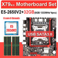 JINGSHA-Conjunto de placa base X79 con LGA2011, Combos Xeon E5 2650V2 CPU, 4 Uds. x 8GB = 16GB de memoria, RAM DDR3, 1333Mhz, PC3, 10600R RAM, SATA3 2024 - compra barato