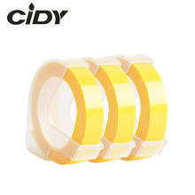 Cidy conjunto de 3 rolos de fita de plástico com 3 rolos de 9mm x 3m dymo 3d, 1011, 1610, 12965, motex e101, luz amarela, gravação de etiquetas 2024 - compre barato