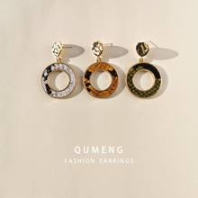 QUMENG new korean Big Earrings For Women Long Earrings Snakeskin Stud Earrings 2020 New Metal Earrings  Jewelry fashion 2024 - buy cheap