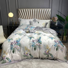 Luxury White Flowers 60S Cotton Duvet Cover Bed Linen Fitted Sheet Pillowcases Bedclothes King Queen Size 4PCS 2024 - buy cheap