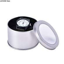 Storage Watch Winder Jewelry Nice Sponge Round Organiser Practical Silver Case Tin Display Gift Box 90*60mm 2024 - buy cheap