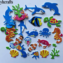 1bag/LOT.Ocean animals shark turtle shell Dolphin fish octopus foam stickers kindergarten arts crafts DIY toys Wall stickers OEM 2024 - buy cheap