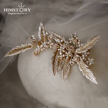 Himstory-chapéu de folha de ouro artesanal, acessório para cabelo, para casamento, princesa, pente de cabelo, joia de cabelo 2024 - compre barato