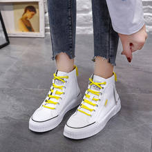 2019 Women Casual Shoes Espadrilles Platform Hidden Increasing Sneakers PU Leather Shoes Woman High Top White Shoes 2024 - buy cheap