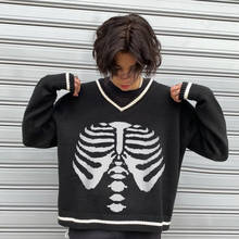 Invierno de 2021 estilo Preppy de gran tamaño suéter de punto de mujer Casual cuello V Jumper mujer moda jersey de Harajuku Knitwears 2024 - compra barato