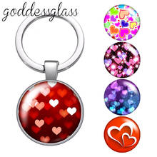 LLavero de cabujón de cristal con corazones de colores, llavero romántico de San Valentín, bolsa, llavero de coche, soporte de anillo, dijes para regalos 2024 - compra barato